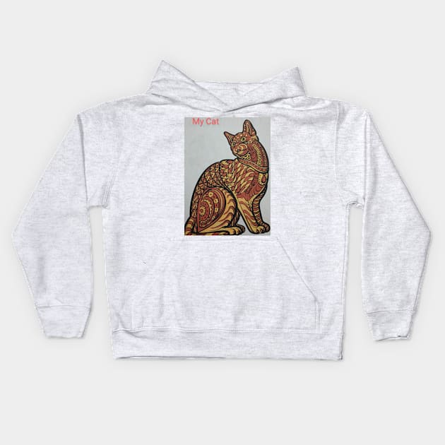 Cat T-shirt Kids Hoodie by TeeKool777